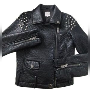 Taylor Hill by Joe's Women's Pearl Studded Faux Leather Moto Jacket Size XS Goth